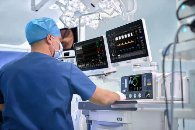 Anaesthetist operating A9 during surgey